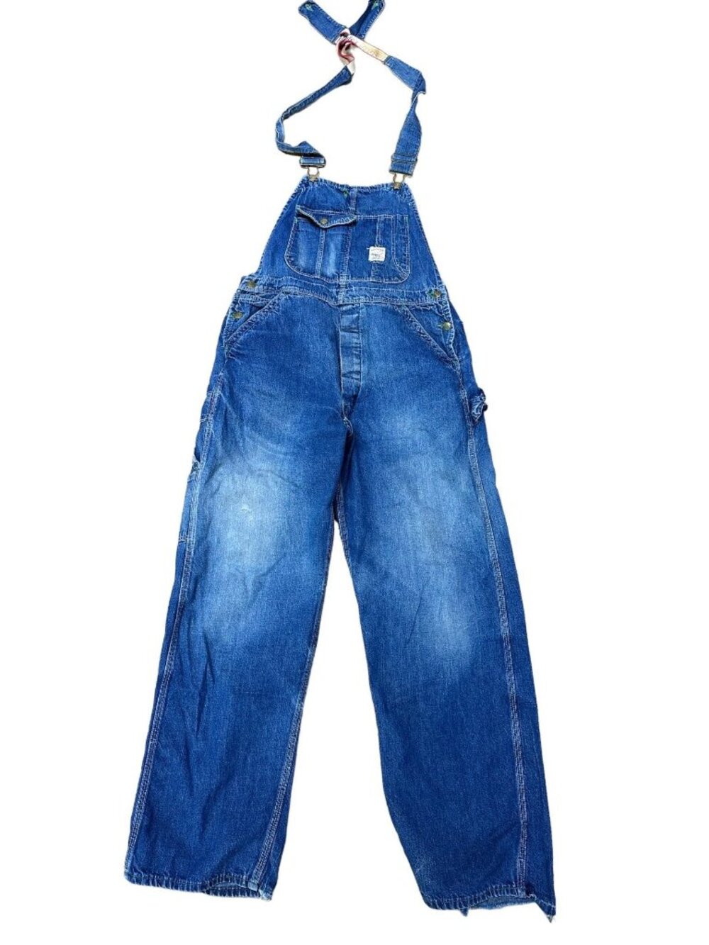 1950s overalls by Jack Rabbit Sanforized blue denim work clothes 30” waist 29” L